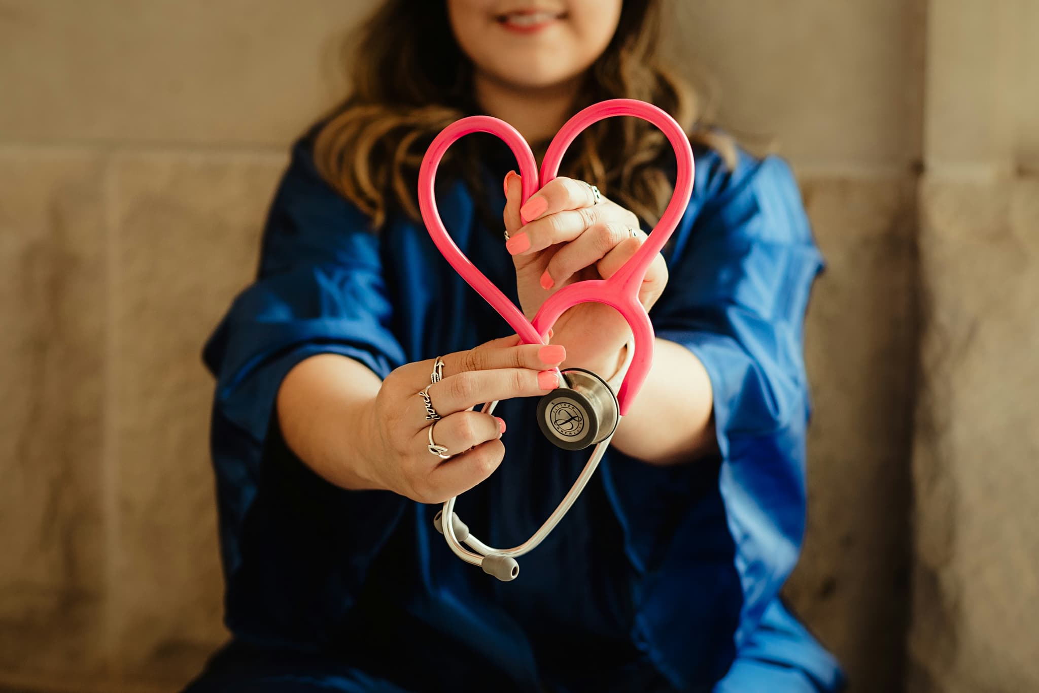 Nurse making a heart from a stethoscope