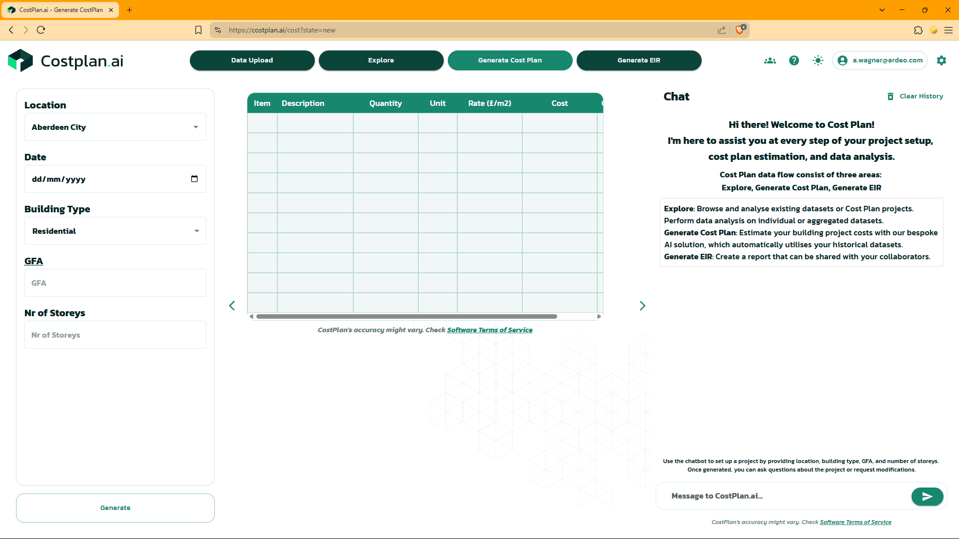 CostPlan screenshot one
